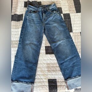 American Eagle Outfitters Women's Cuffed Stovepipe (Wide Leg) Jeans